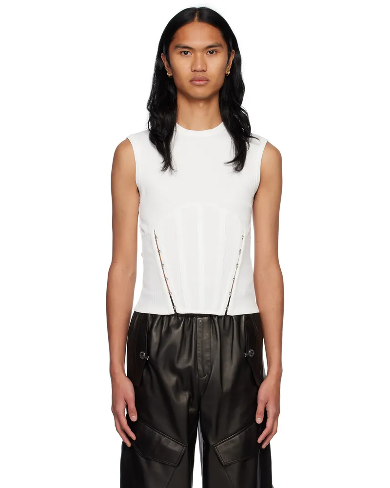 Dion Lee White Split Hem Tank Top Ivory