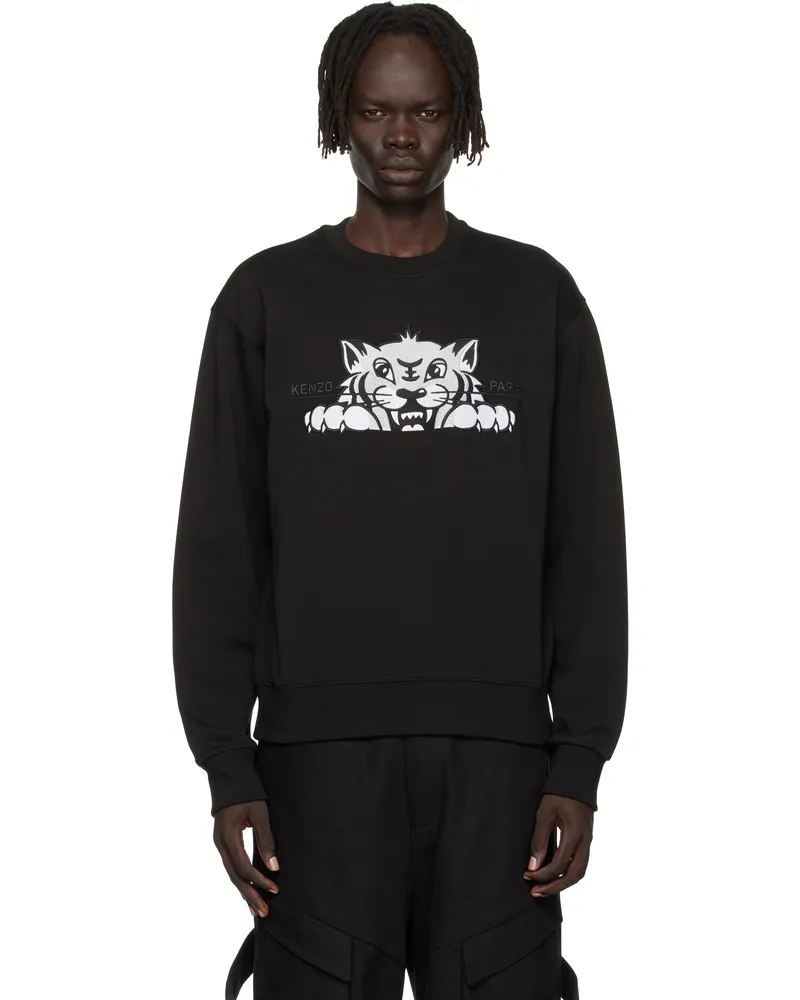 Kenzo Black Kenzo Paris 'KENZO Happy Tiger' Embroidered Sweatshirt Black