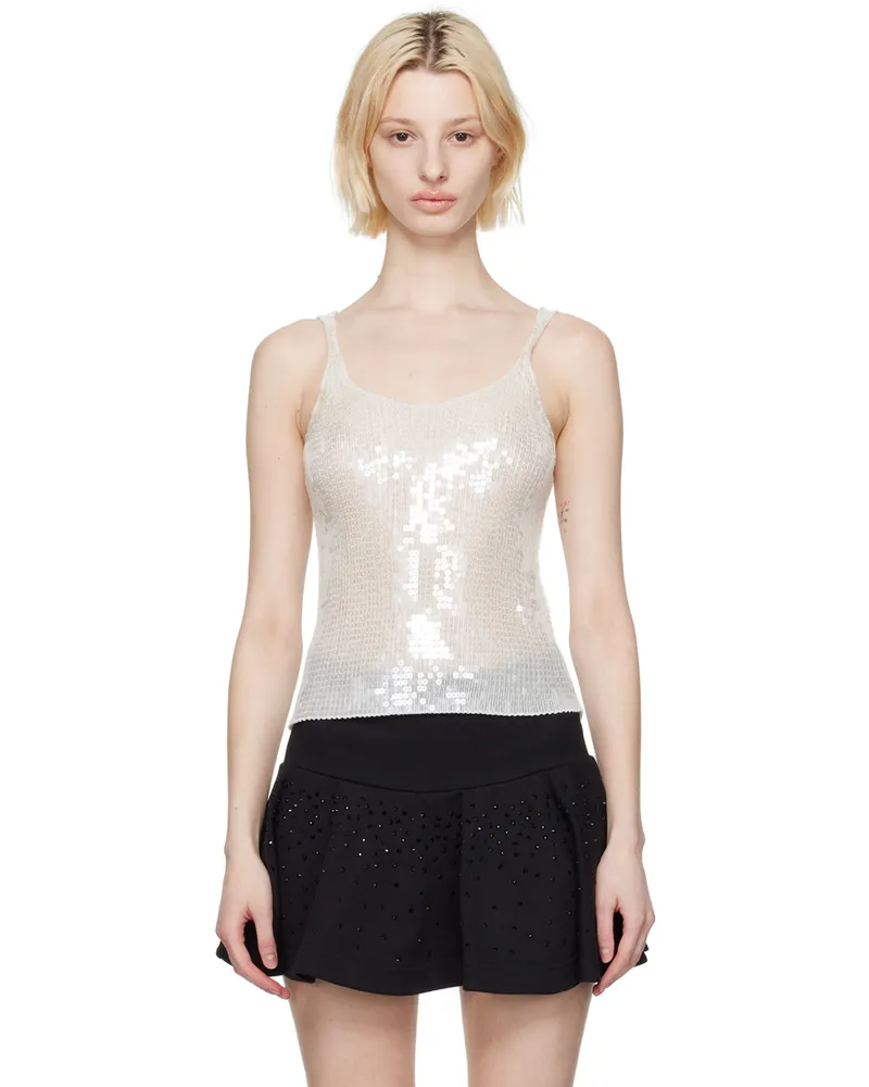 Alexander Wang White Sequinned Tank Top 110