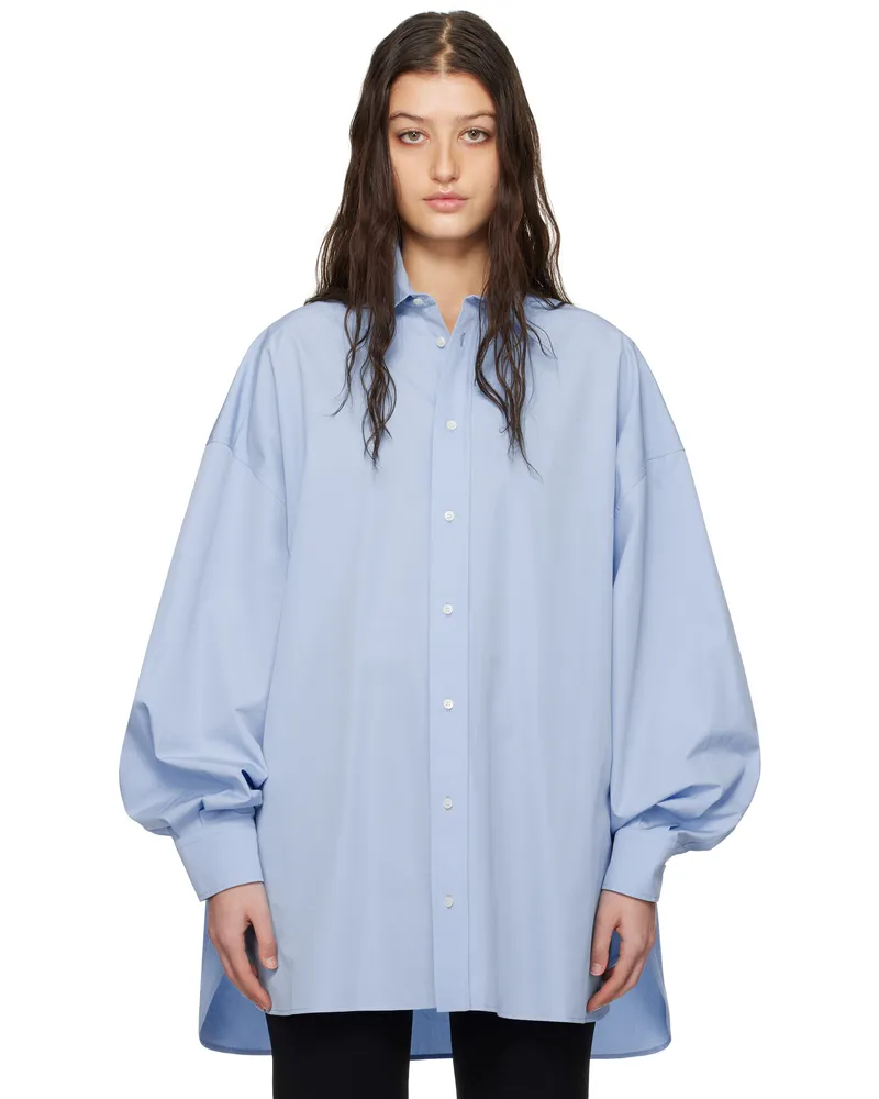 WARDROBE.NYC Blue Oversize Shirt Minidress Blue