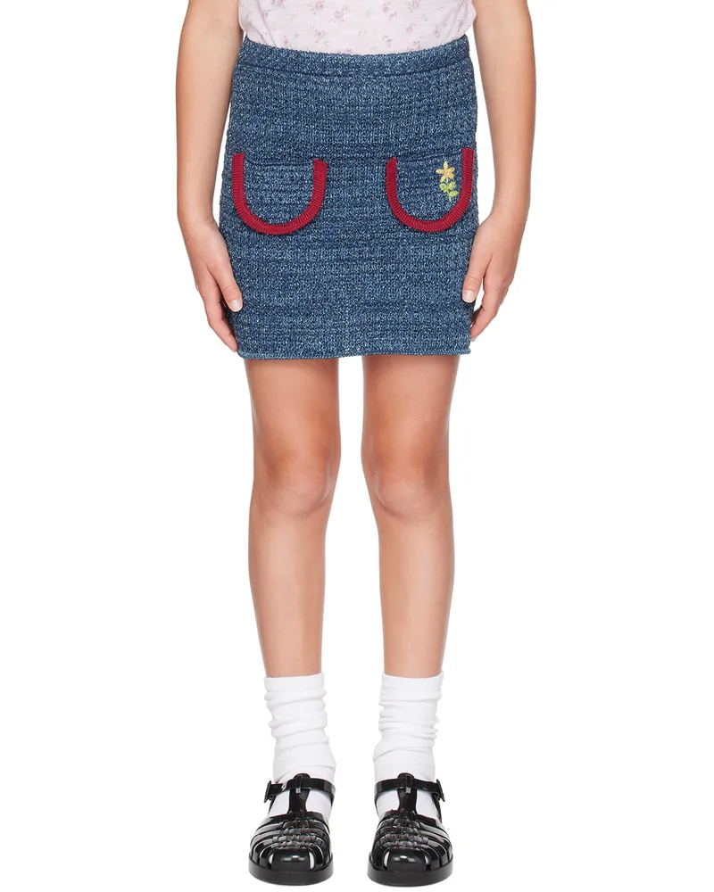 CORMIO Kids Blue Embroidered Skirt Blue