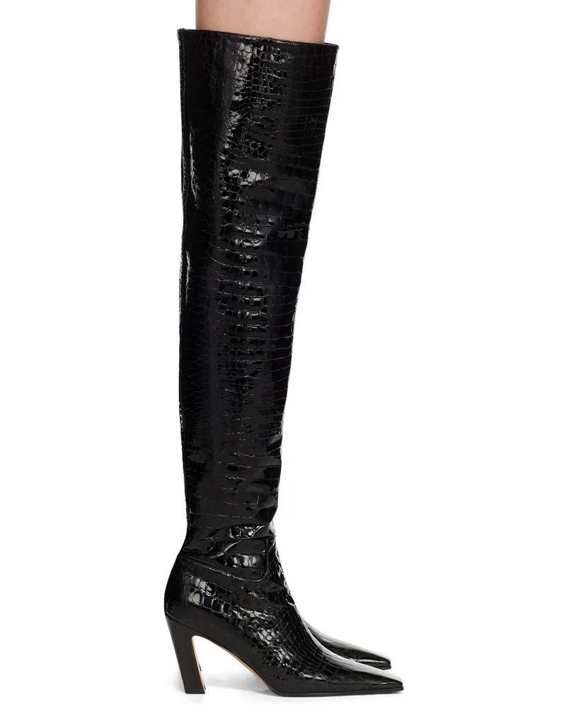 KHAITE Black 'The Marfa' Over-The-Knee Boots 200