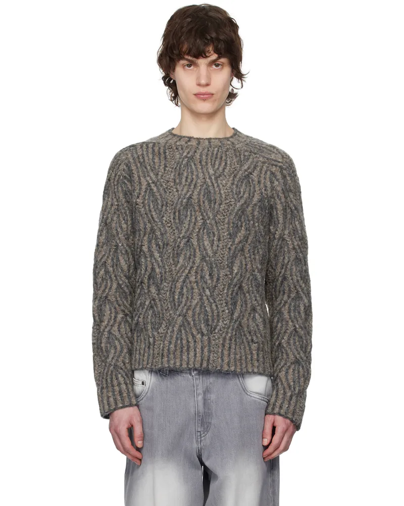 Eckhaus Latta Taupe Plait Sweater Stone