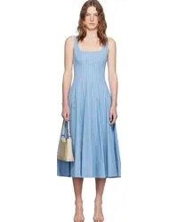 STAUD Blue Wells Midi Dress Azst