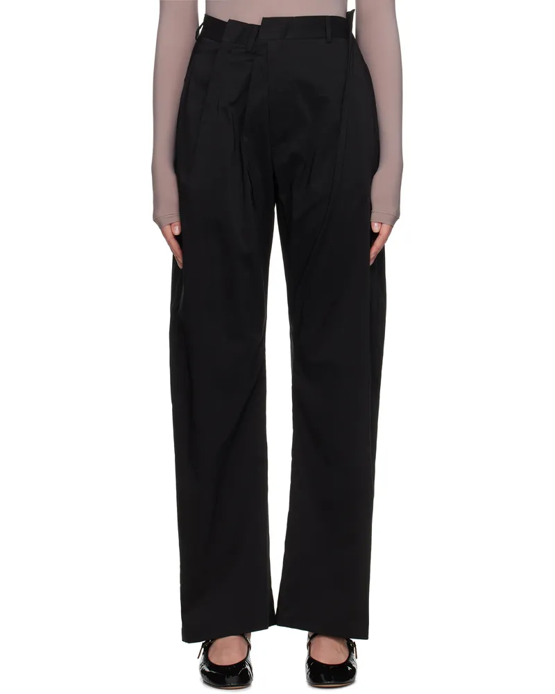 Maison Margiela Black Poly-Cotton Shirting Darting Trousers 900