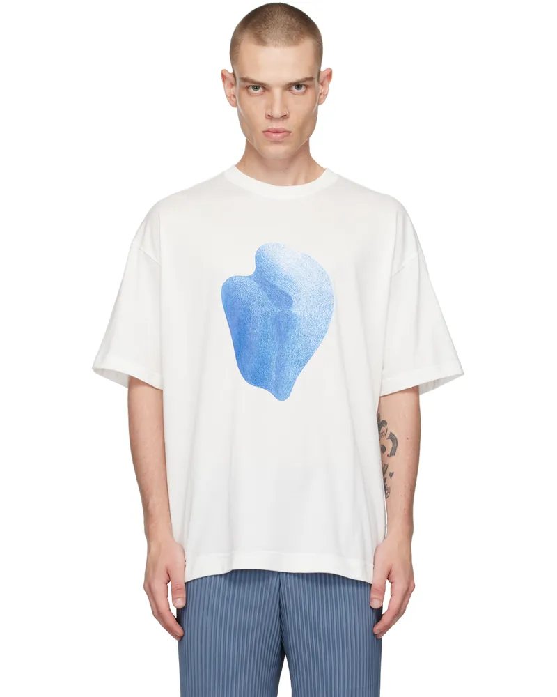 Issey Miyake White RB T-Shirt 72-blue