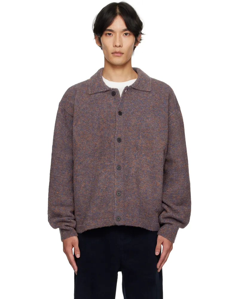 LE 17 SEPTEMBRE Purple Bouclé Button Down Cardigan Purple