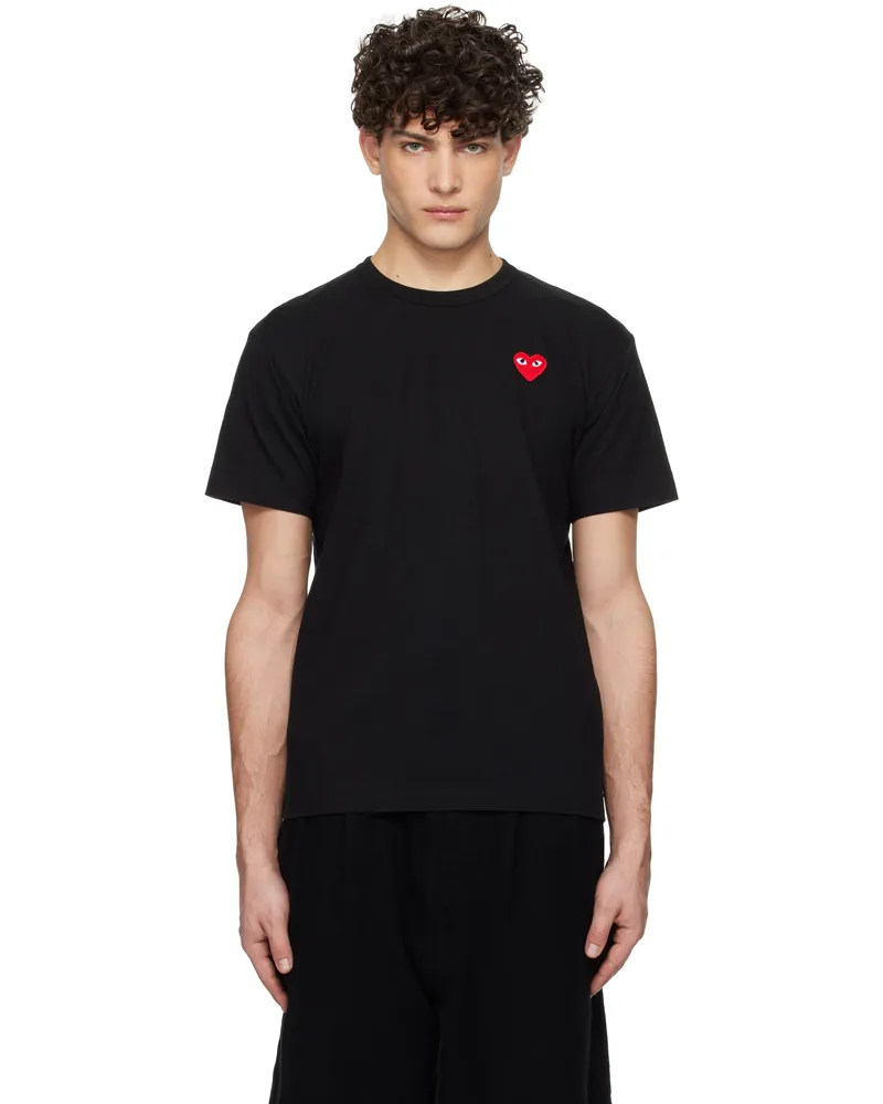 Comme des Garçons Black Red Heart Patch T-shirt Black