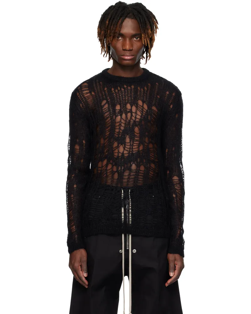 Rick Owens Black Hollywood Biker Round Neck Sweater 09