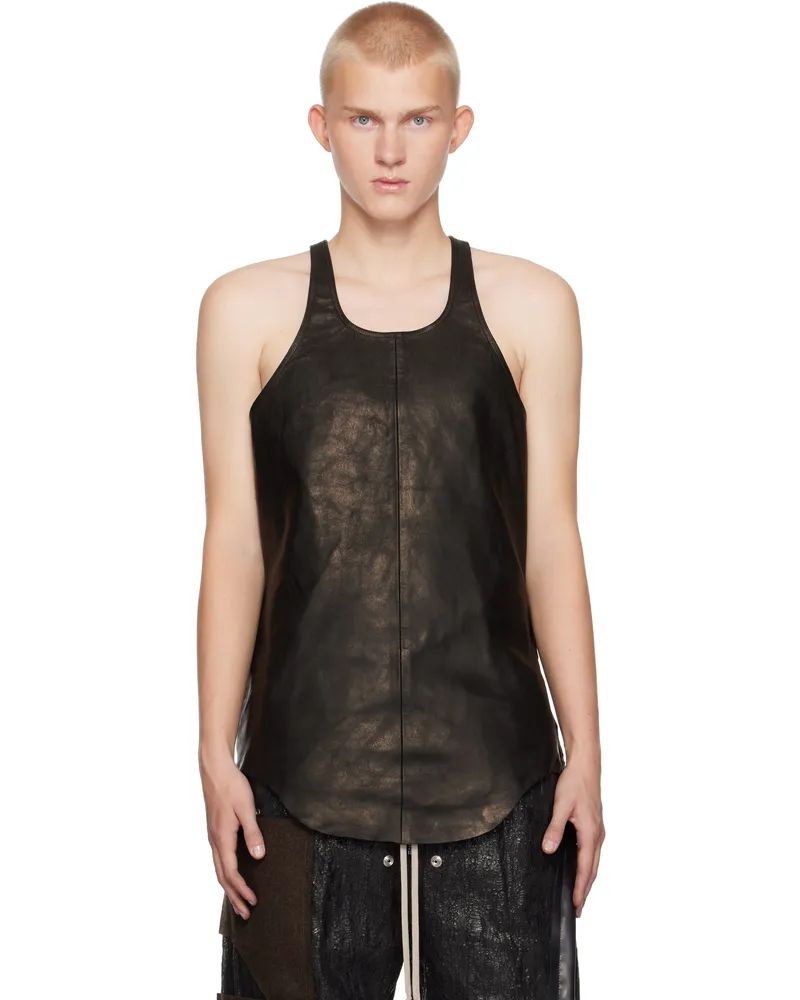 Rick Owens Black Porterville Nappa Lamb Leather Tank Top 09