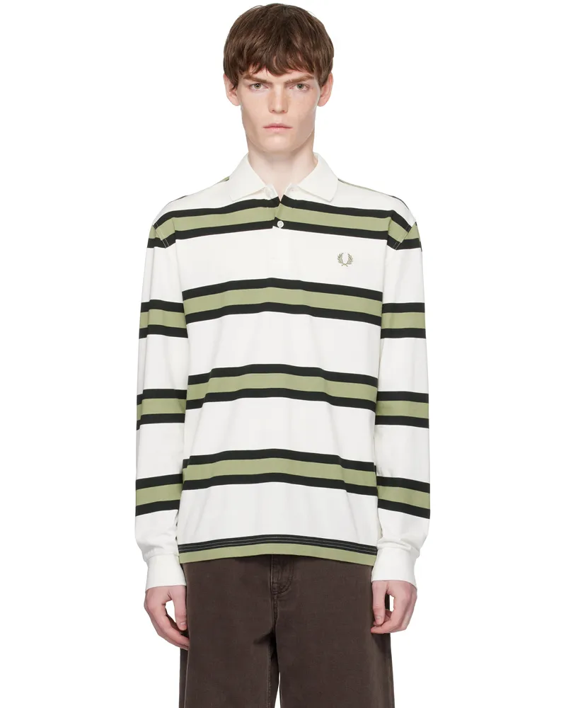 Fred Perry White Jersey Stripe Polo 760light