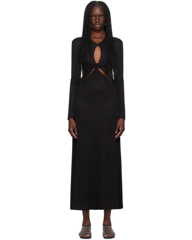 Christopher Esber Black Open Twist Anglaise Maxi Dress Black