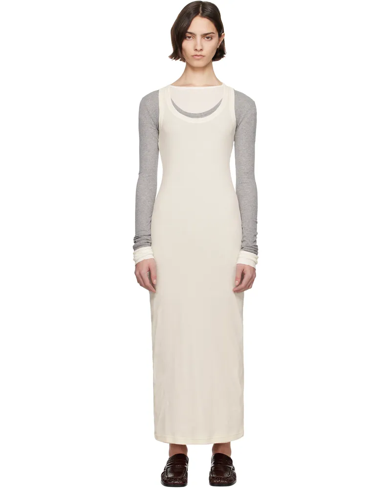 Jil Sander Gray 3 Layers Long Sleeved Maxi Dress 971