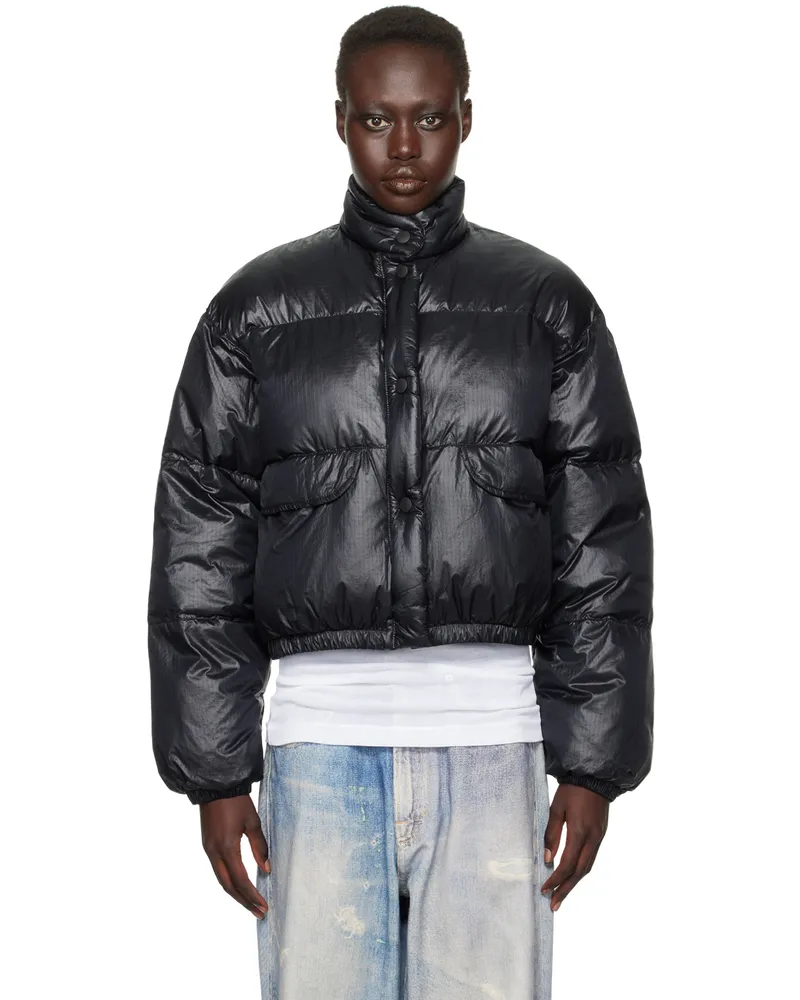 Our Legacy Black Cropped Inhale Puffa Down Jacket Black