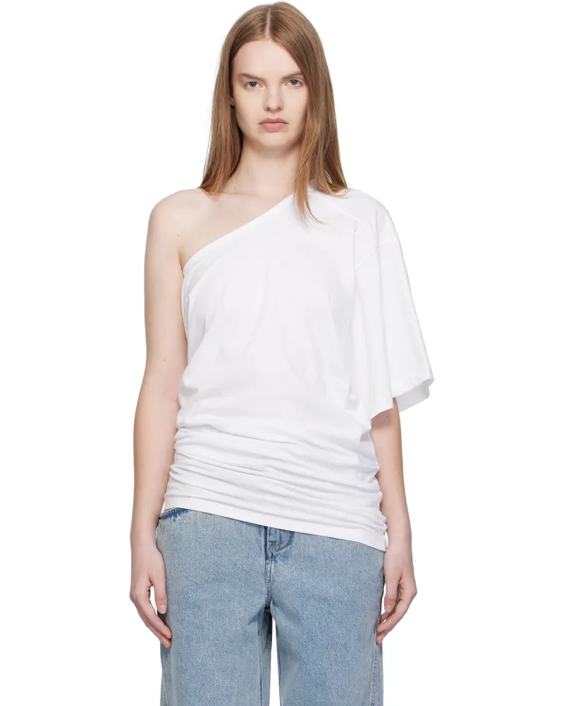 Christopher Esber White One Shoulder Draped T-shirt White