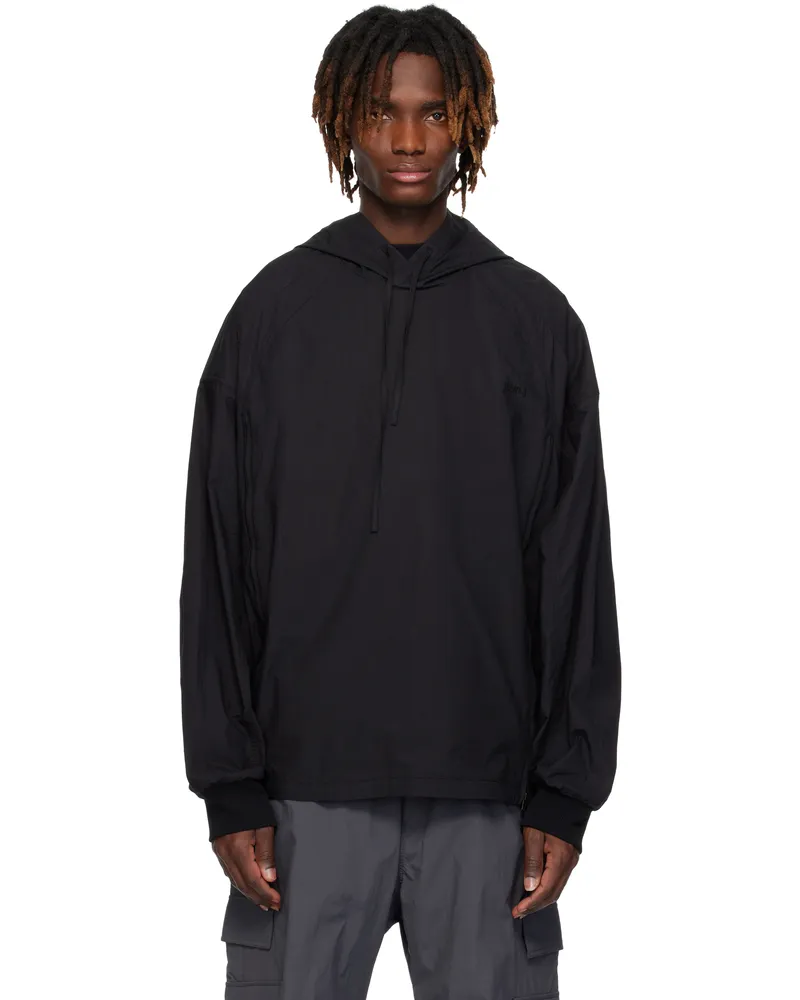 JUUN.J Black Side Zip-Up Godet Hoodie Black