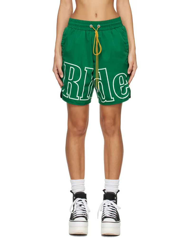 RHUDE Green Track Shorts Green