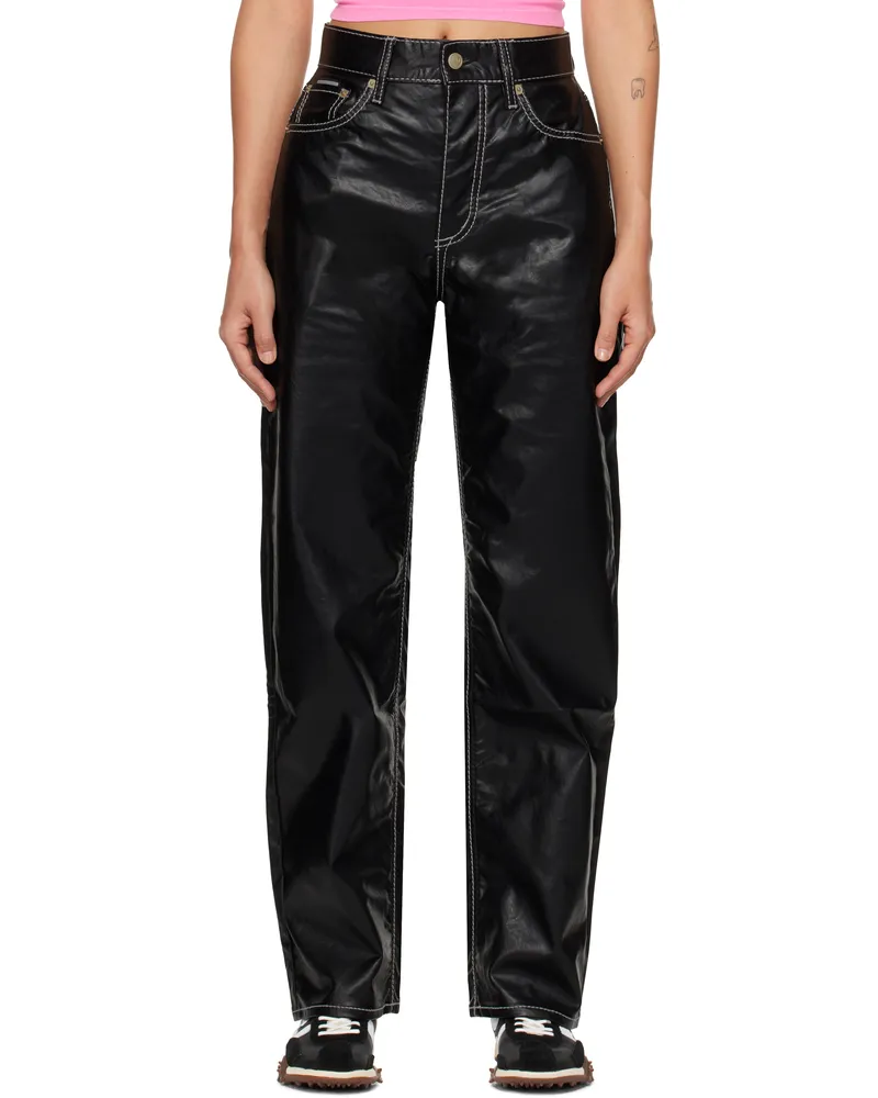 Eytys Black Benz Faux-Leather Jeans Vegan