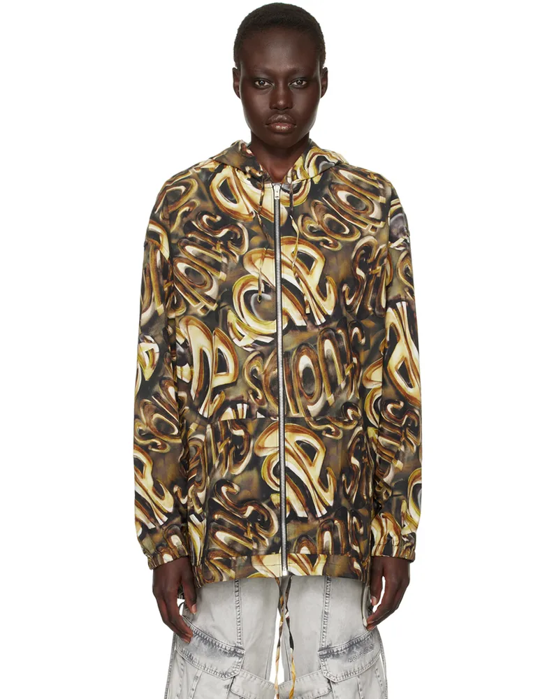 Acne Studios Black & Yellow Hooded Logo Jacket Bw8