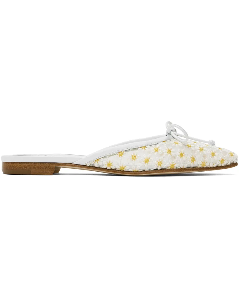 Manolo Blahnik White Ballermiu Mules 976i