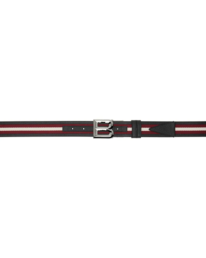 Bally Black & Red B Bold Reversible Belt Black+red