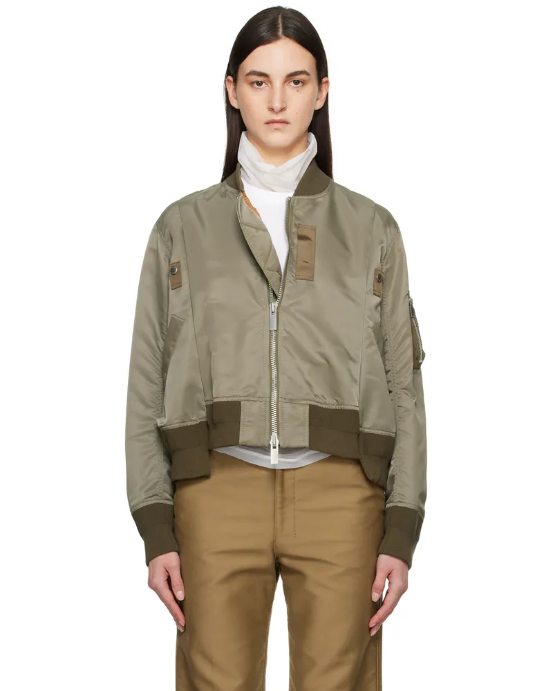 Sacai Khaki Nylon Twill Bomber Jacket 550