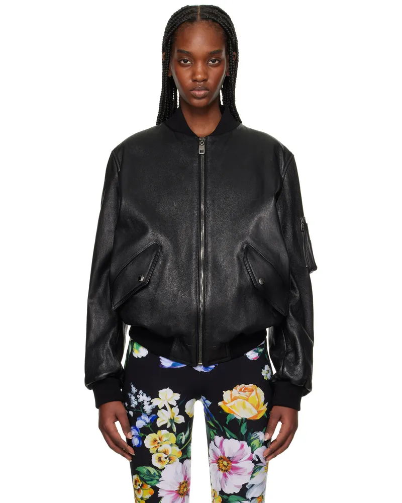 Dolce & Gabbana Black Nappa Leather Bomber Jacket N0000