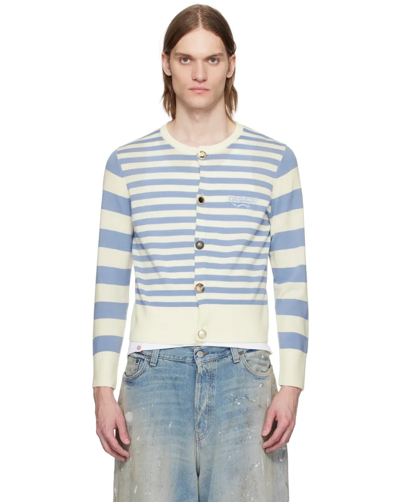 Charles Jeffrey Loverboy Off-White & Blue Button Down Cardigan Blue