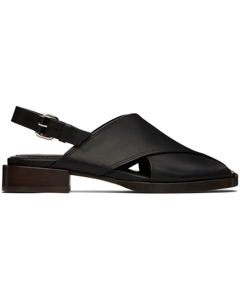 Christophe Lemaire Black Cross Flat Sandals Bk999
