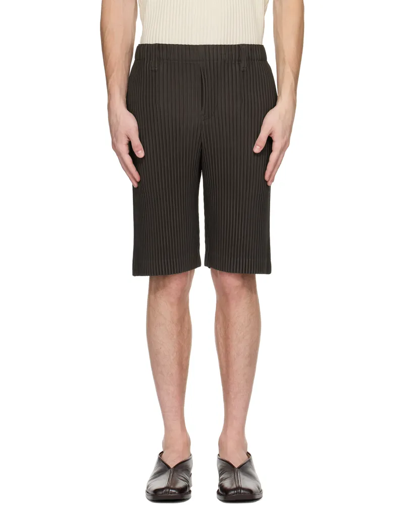Issey Miyake Brown Tailored Pleats 2 Shorts 46-greige
