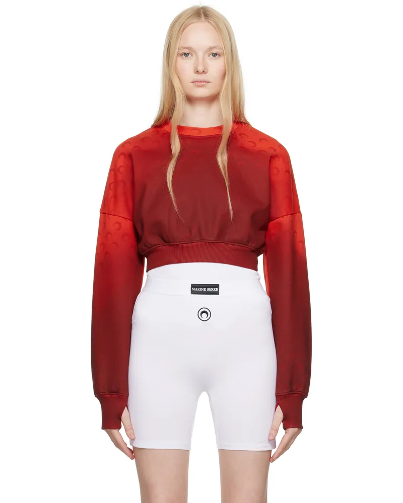 Marine Serre Red Moon Faded Fleece Cropped Sweatshirt Rd10