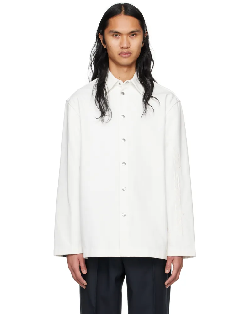 Jil Sander White Embossed Denim Shirt 102