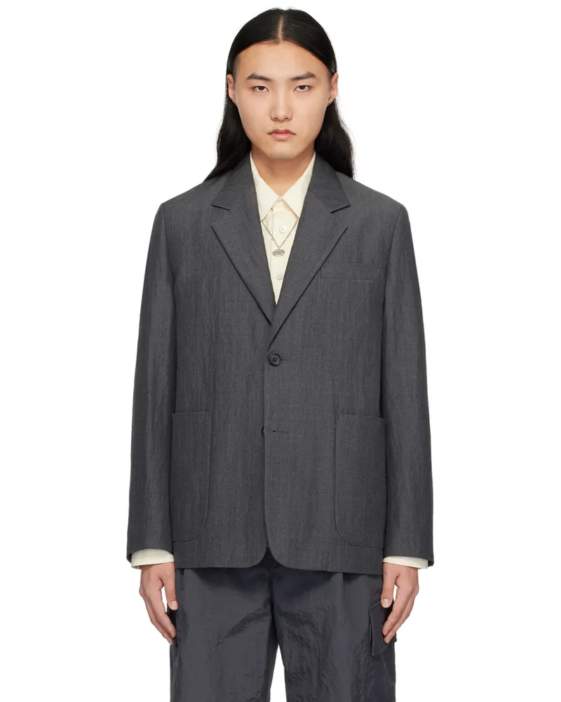 SOLID HOMME Gray Crinkled Blazer 405g