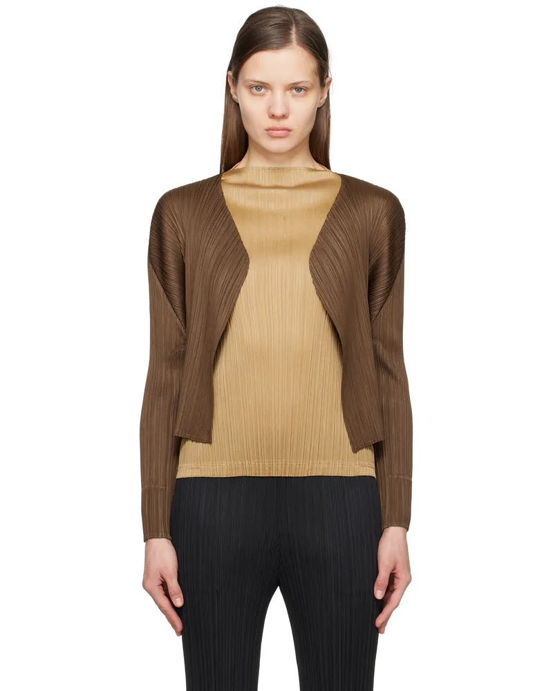 Issey Miyake Brown New Colorful Basics 4 Cardigan 44
