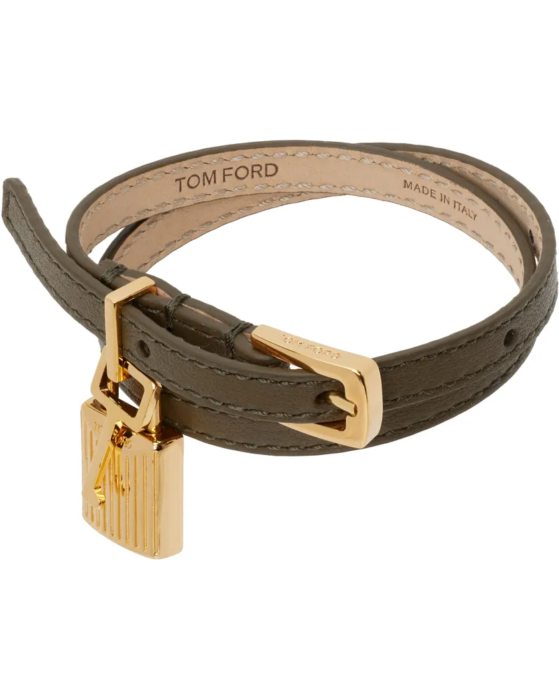 Tom Ford Khaki Grain Leather Bracelet 1e006