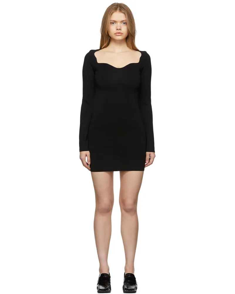 Nanushka Black Knit Fitted Marina Dress Black