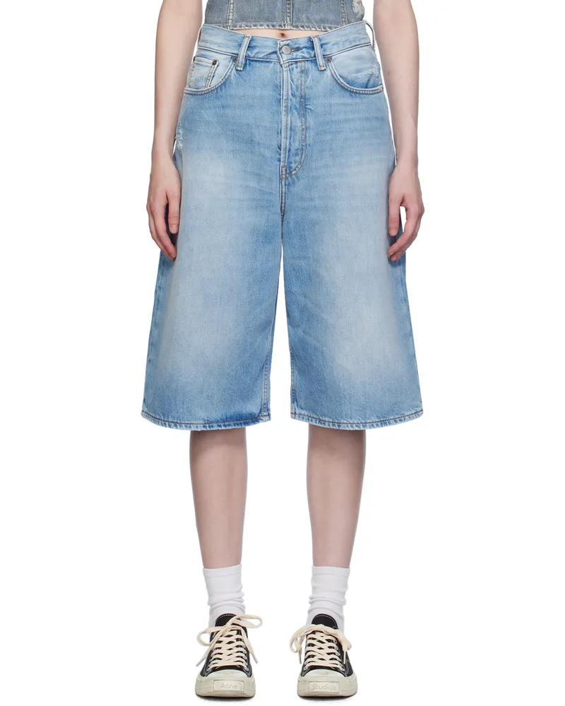 Acne Studios Blue Faded Denim Shorts Light