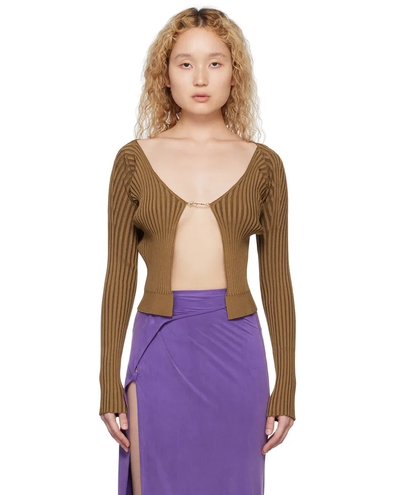 Jacquemus Brown Le Raphia 'La Maille Pralù Longue' Cardigan 850