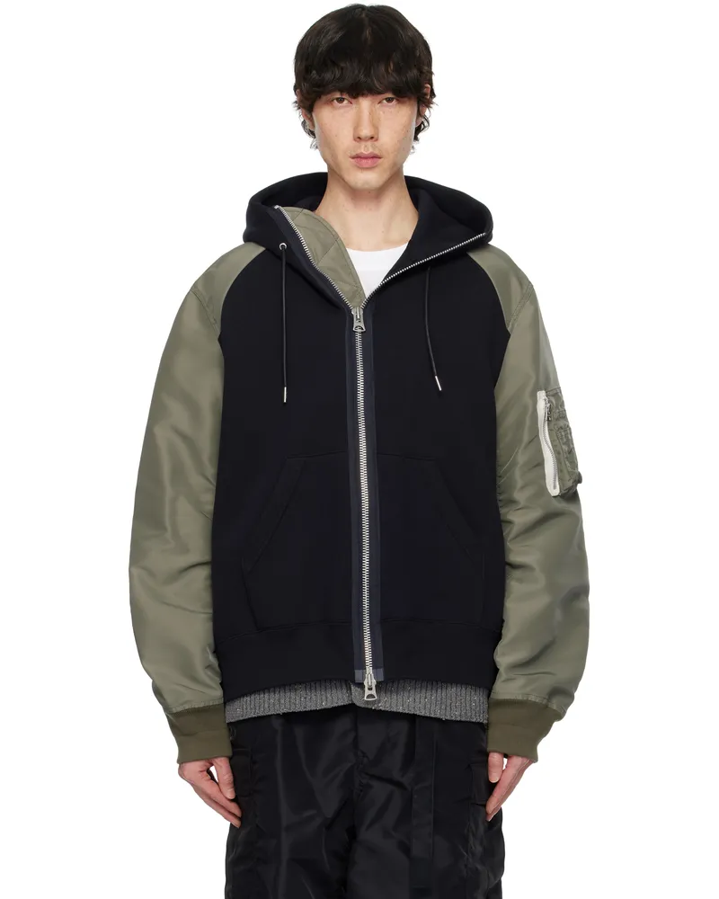 Sacai Navy & Khaki Sponge Sweat Hoodie 212