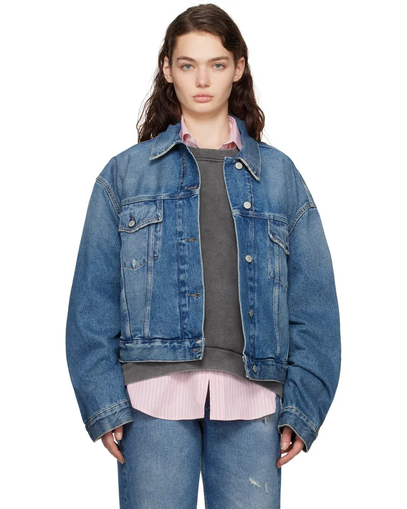 Acne Studios Blue Relaxed Cropped Fit Denim Jacket Auz