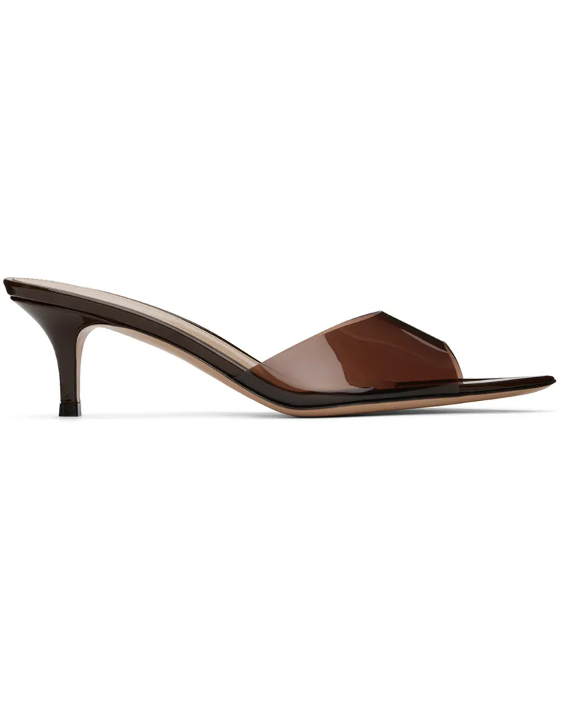 Gianvito Rossi Brown Elle 55 Mules Brown+brown