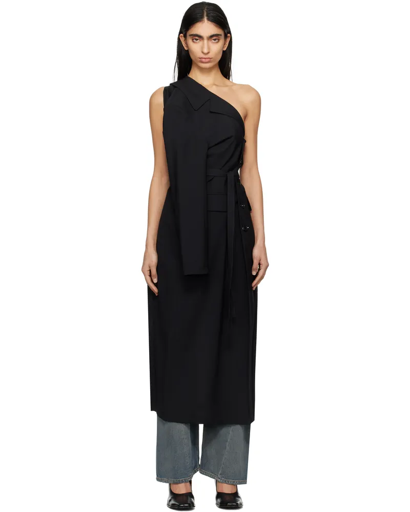Maison Margiela Black Dual Wear Tailoring Wool Canvas Coat 900