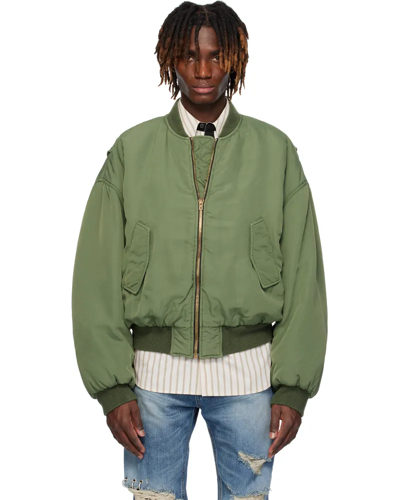 WE 11 DONE Khaki Curved Bomber Jacket Khaki