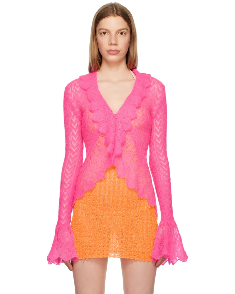 ERL Pink Ruffled Cardigan Pink