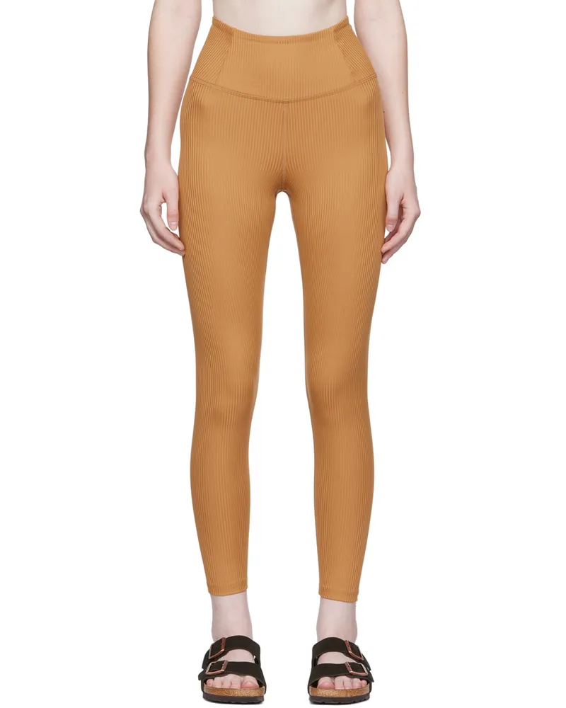 Girlfriend Collective Tan Rib High-Rise Leggings Toffee