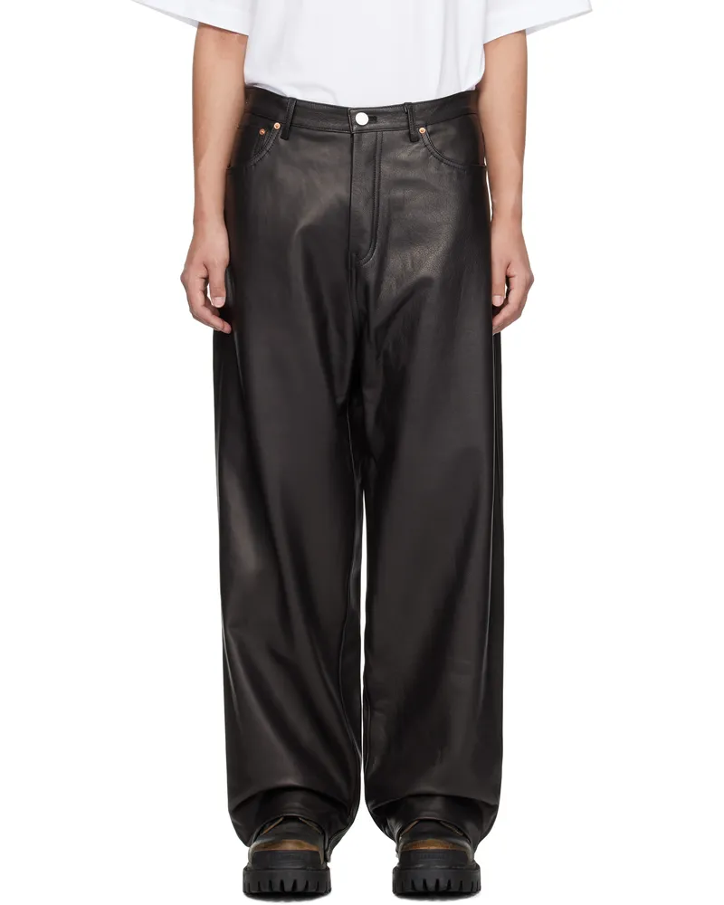 VETEMENTS Black Grained Leather Pants Black
