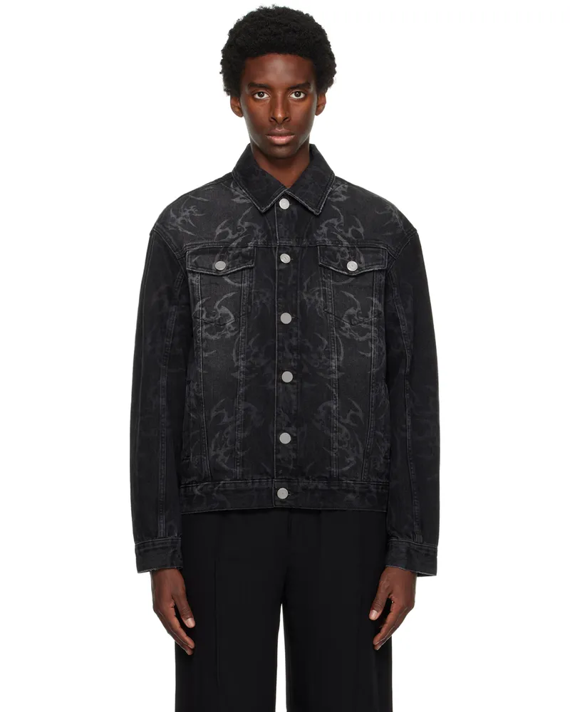 Han Kjøbenhavn Black Printed Denim Jacket Black