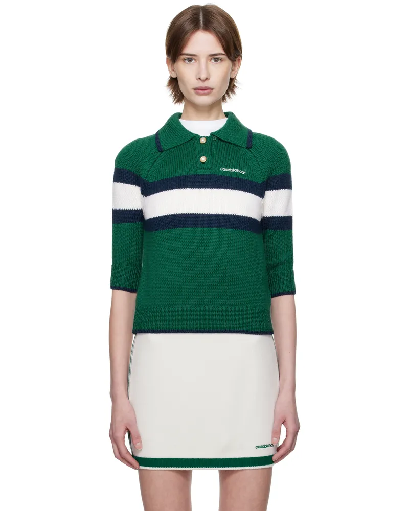 Casablanca Paris Green & Navy Colorblock Polo Green