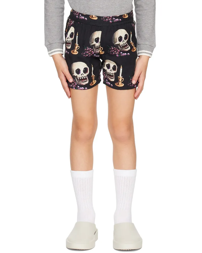 ENDLESS JOY Kids Black Memento Mori Board Shorts Black