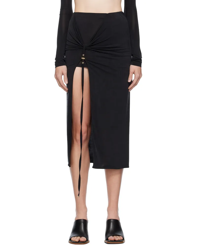 Jacquemus Black Le Chouchou 'La Jupe Pareo Croissant' Midi Skirt 990